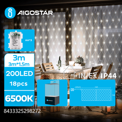 Cortina Luces Led Navidad Luz Fria 3m x1,5mt